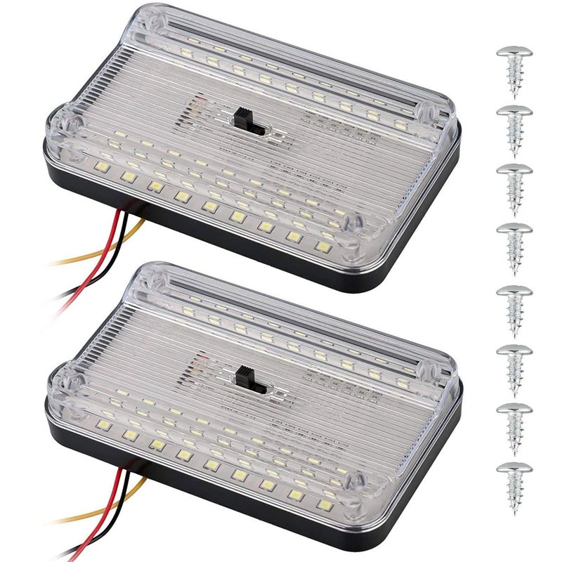Linkhood مجموعة لينكهود 2-pack DC 12V 36 LED ضوء سقف داخلي للسيارة والشاحنة والمركبات باللون الأبيض مع مفتاح تشغيل/إيقاف للسيارات والفانات ومركبات التخييم والتاكسي - Image 1